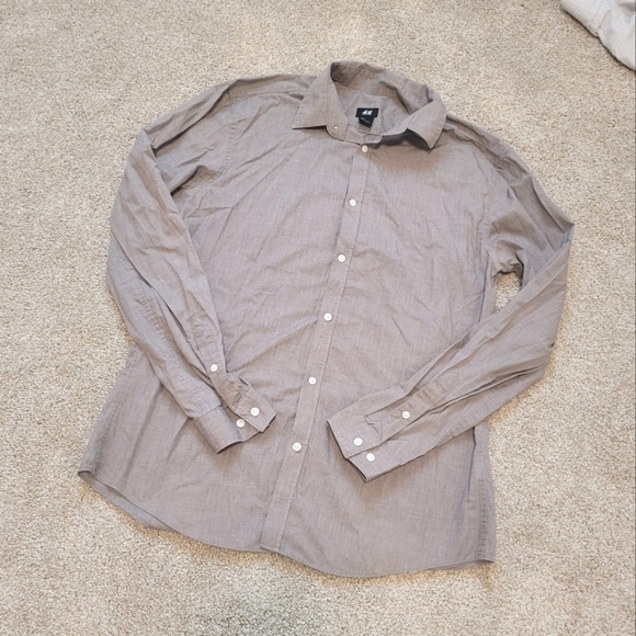 H&M Mens Button Up Easy Iron Long Sleeve Shirt Size Large - Picture 1 of 5